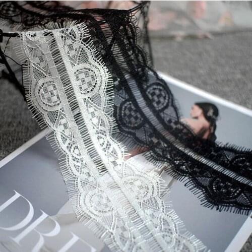 2 meters 8cm Width Eyelash Lace Trim White Black Dress Sewing Lace Fabric Underwear Clothing Lingeire Lace Material Handmade DIY