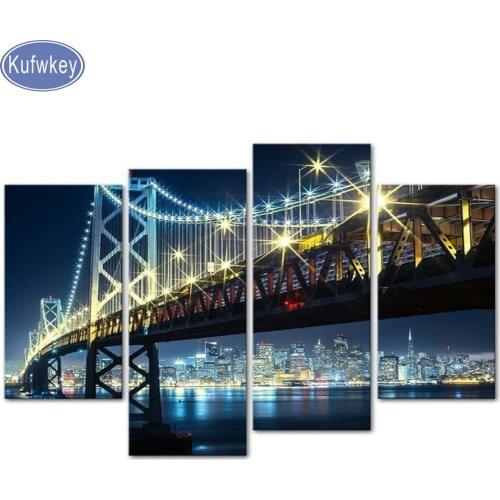 4pcs/set,diamond Painting"golden gate bridge"diamond embroidery full square Cross Stitch mosaic patterns crafts at home decor