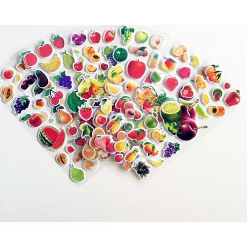 6 pcs fruits 3D Stickers Kids Children Girls Boys PVC Stickers Bubble Stickers Toy for Children birthday Gift DIY