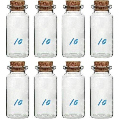 8pcs Mini Small Clear Cork Stopper Wish Glass Bottles Vials 10ML Storage Bottle Transparent