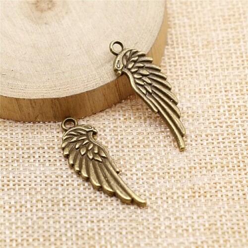 Free shipping 30pcs 34x11mm antique bronze wing charms diy retro jewelry fit Earring keychain hair card pendant accessories