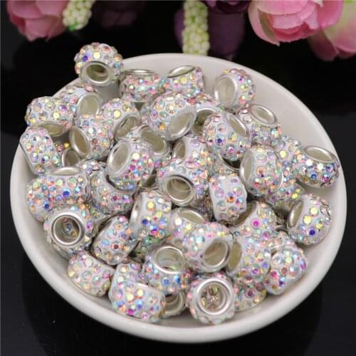 20pcs Lot Rhinestone Crystal Glass Big Hole Beads Charms fit for Pandora Bracelet Bangle Earrings for DIY Jewelry making