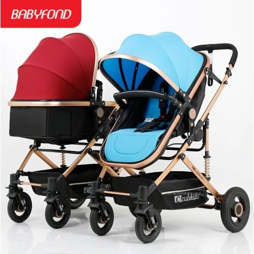 Boy and girls twin strollers can sit and lying trolley could split high landscape lightweight folding double stroller Babyfond