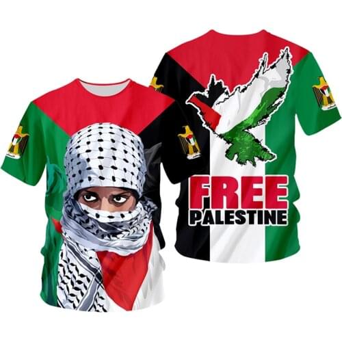 IFPD Men EU Size 3D Print Free Palestine T Shirts Summer Palestine Scarf Girl Save Palestine Short Sleeves Oversize T-shirts 6XL