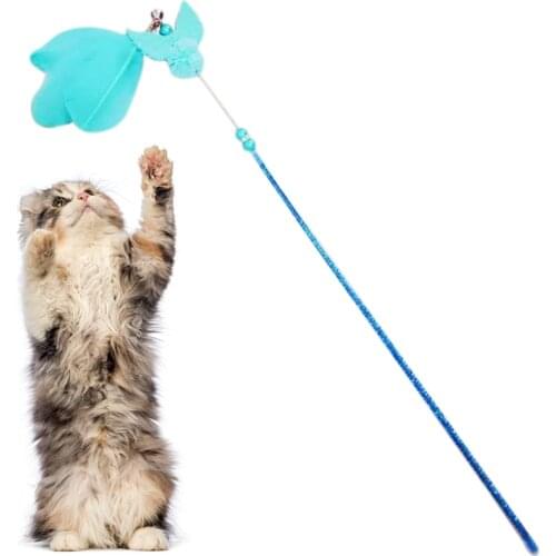 Cat Teaser Wand Retractable Kitten Wand With Bell Cat Interactive Toy Funny Pet Supply Wing Cat Feather Teaser Pet Teaser Stick