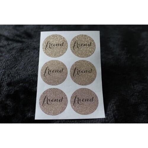 3.8cm friend Rose gold glitter classic round sticker