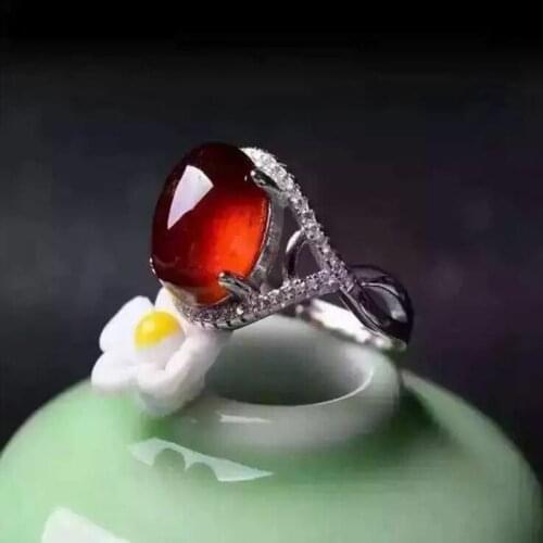 Natural garnet ring Real original red garnet 925 sterling silver Handworked jewelry Free shipping Finger rings 9*11mm Gem