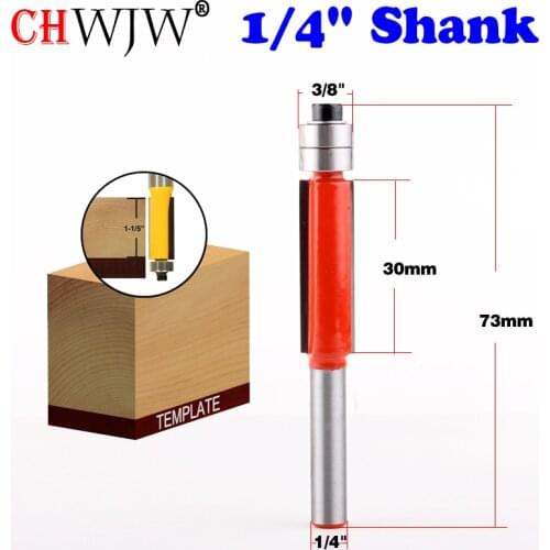 1pcs 1/4" Shank Flush Trim Router Bits for wood Lengthened Trimming Cutters with bearing woodworking tool endmill