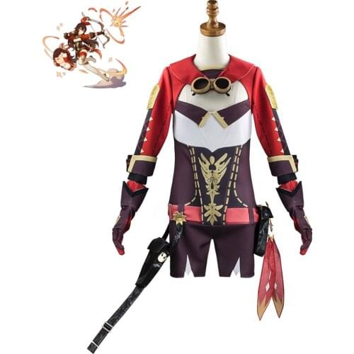 Genshin Impact Amber West Wind Knights Amber Suit Cute Wind Wig Cosplay Anime Costume Game Anime Role Playing Kawaii Dress Up