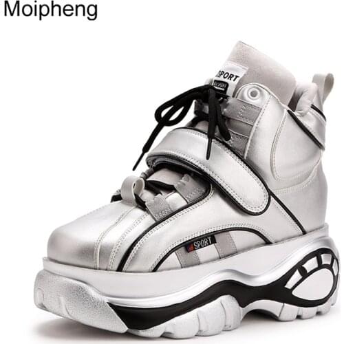 Moipheng Women Fashion Chunky Sneakers 2020 Platform Sneakers Autumn Female Black Silver Sneakers Wedges Shoes Women High Top