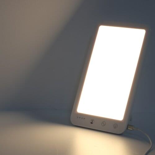 Light Therapy Lamp - Sun Lamp with 10000 lux LED and 3 Adjustable Color, Tablet Size and Brightness Controls (White