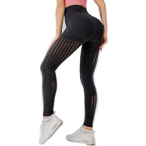 High waist Booty leggings sport Women Fitness yoga pants seamless workout gym leggings stretchy butt Mesh running legging