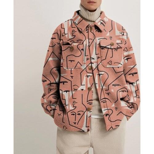 Men Clothing 2021 New Spring Print Loose Lapel Trend Youth Jacket Fashion Tooling Jacket Jacket Men Chaquetas Hombre Streetwear