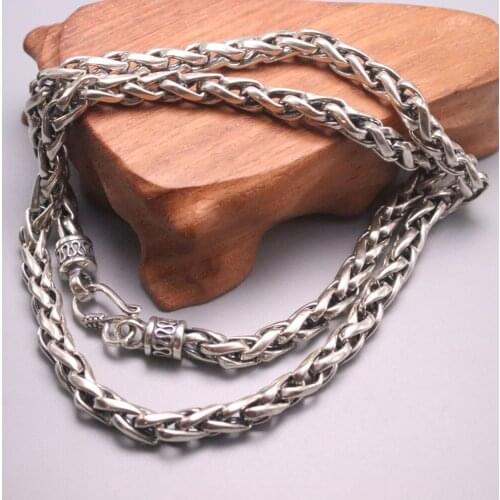 New Pure 925 Sterling Silver Necklace 6.3mm Wheat Link Chain Necklace 21.65" L