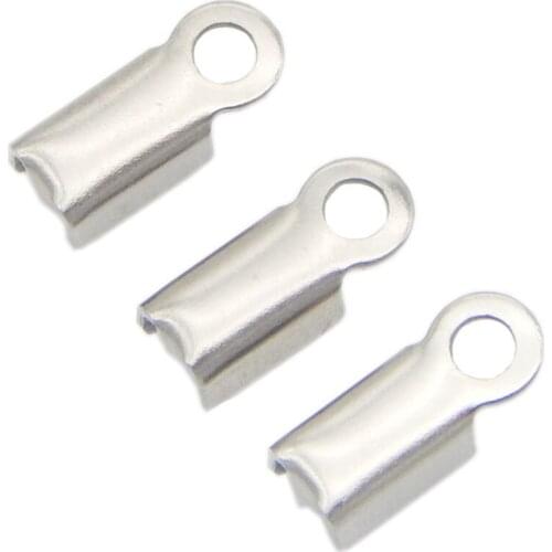 100Pcs/lot Stainless Steel Cord Crimp End Caps Buckle Tips Necklace Bracelet Connectors Clasp Hooks DIY Jewerly
