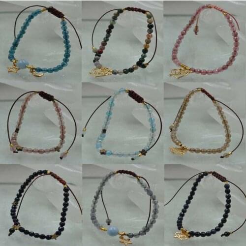 Wholesale lots faceted round various stone bracelets Chinese knot