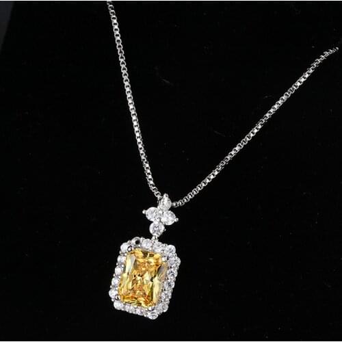 Funmode Yellow Square CZ Charms Necklace Pendant For Women Dress Accessories pentagram FN94