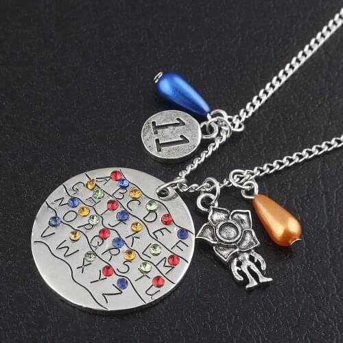 RJ Stranger Things Necklaces Alphabet Light Wall Monster 11 Letter Snakes Charms Pendant Lady Cosplay & Halloween Movie Jewelry