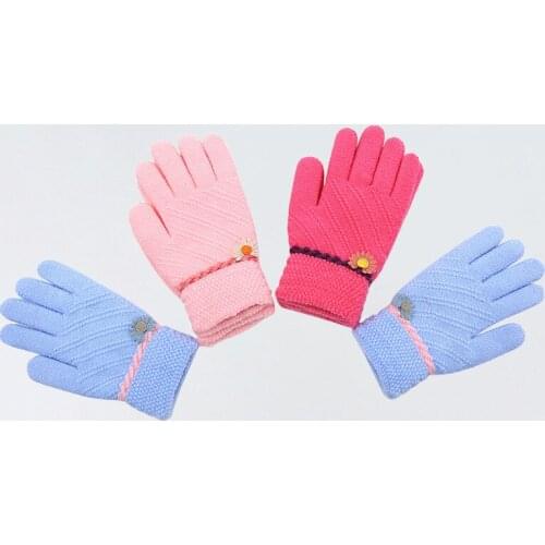 Mittens Warm Soft Glove Winter Cold Proof Flower Pattern Comfortable Children Split Finger Glove Children Teen for 8-15Years Old