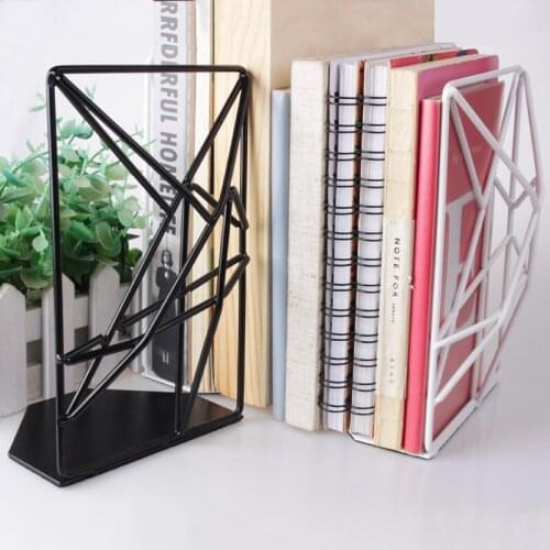 Nordic Style Wrought Iron 3d Geometric Book Stand , Metal Telescopic Book Stand , Desktop Storage Rack