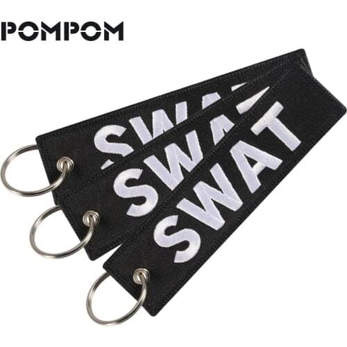 POMPOM 3PC Swat keychains for Motorcycyles and Cars Stitch OEM key chains Fabric 12.5x3cm key tag keyring Fashion sleuytelhanger