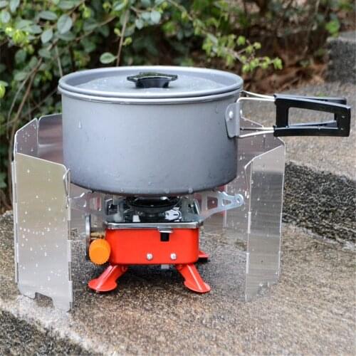 Portable 9 Plates Stove Wind Shield Folding Outdoor Picnic BBQ Gas Stove Camping Screen Wind Guard Cookware Accessories