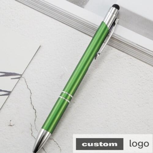 5pcs Laser Engraved LOGO Metal Touch Ballpoint Pen New Personality GIft Pen Customized FREE With Your Text School Office Supplie