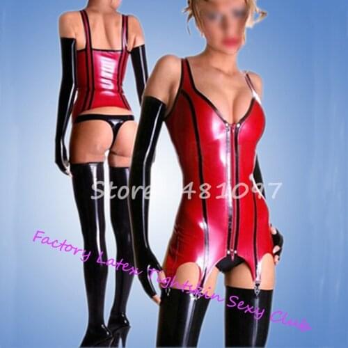 Sexy Costumes For Women Latex Rubber Erotic Lingerie Gloves Leggings Sets with underwear Sexy Latex Catsuit Leotard Clothing