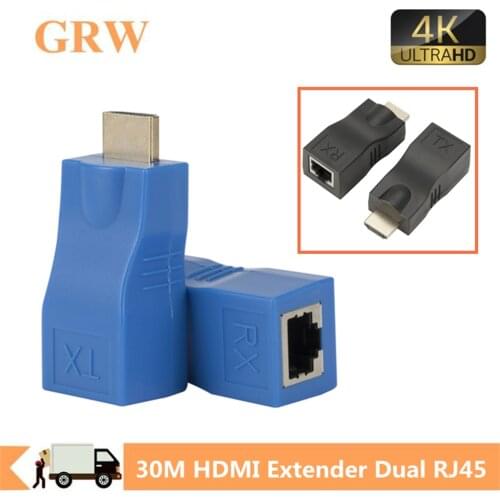 Grwibeou Newest HDMI Extender RJ45 Ports LAN Network HDMI Extension Up To 30m Over CAT5e / 6 UTP LAN Ethernet Cable For HDTV