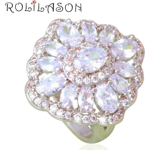 Glittering Zirconia Rings for Women Stylish silver color Stamped Party Fashion Jewelry Crystal Ring USA Size #6#7#8#9#10 JR2122