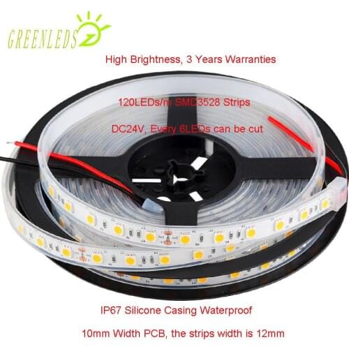 IP67 LED SMD2835 Strips 120LEDs/m DC12/24V 10w/m High Brightness Whtie Red Green Yellow Blue Color With 3 Years Warranties