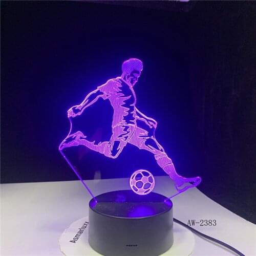 3D Football Shooting LED Night Lights Bedside Decoration Girls USB 7 Colors Changing Touch Table Lamp Home Decor Football Lover