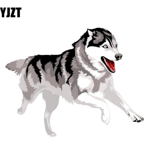YJZT 16.1CM*12.7CM Funny Running Wolf Head Decal PVC Motorcycle Car Sticker 11-00548