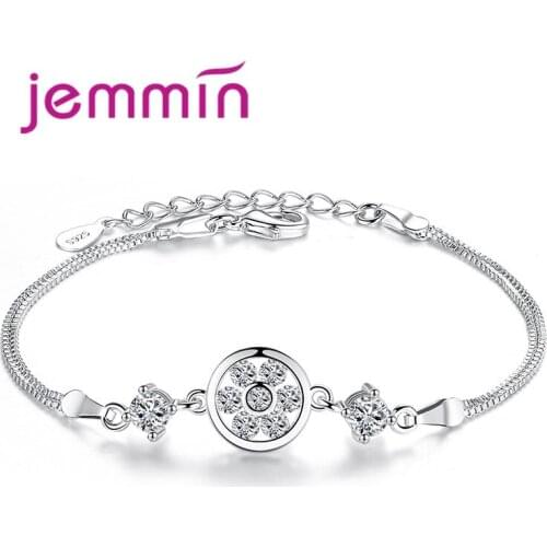 Lovely Women Bracelets 925 Sterling Silver Cubic Zircon Snowflake Korean Stylish Jewelry for Dreamy Wedding Party Accessories