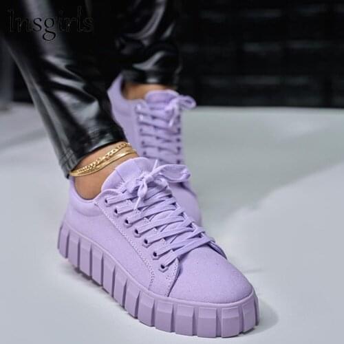 New Stylish Sneakers Women 2021 Spring Autumn Thick Bottom Lace Up Ladies Casual Tennis Shoes Home Outdoor Running Sport Flats