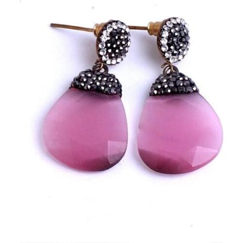 Women Pink Tiger Eye Handmade Silver Gold Plated Special Design Earrings, Silver Earrings, Handmade Gemstone Earrings