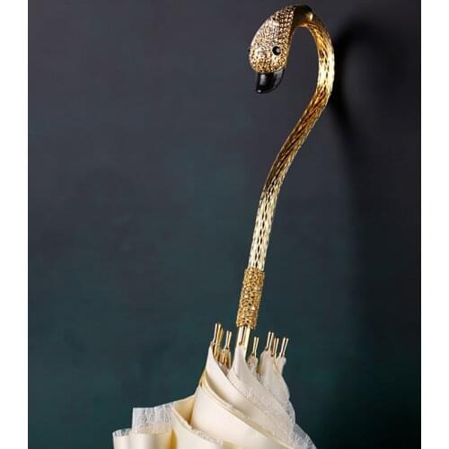 Umbrella Original Swan Design Long Handle Womens Umbrella Lmpact Cloth European Style Lace Retro Umbrella Holiday Gifts