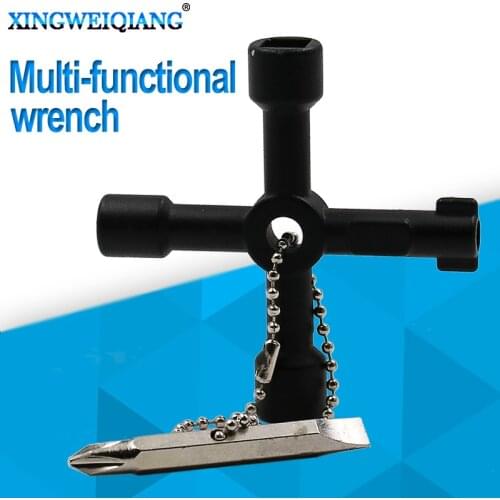 Black Cross Switch Key Wrench With Accessories Square Triangle Train Electrical Cupboard Box Elevator Cabinet Alloy