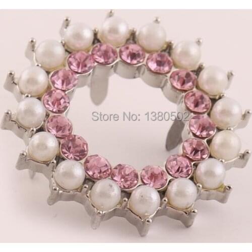 10pcs/lot 34mm Rhinestone and Pearl decoration Stud Rivets for garment bag diy accessories