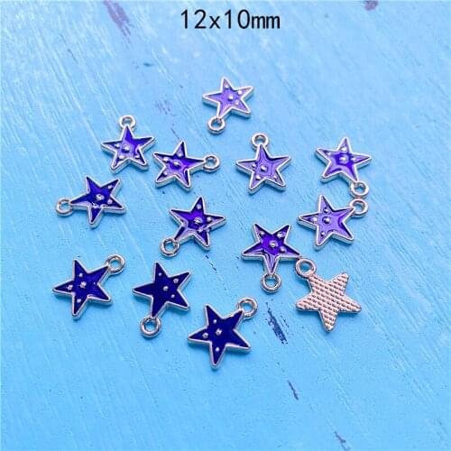 18pcs/Lot Purple Enamel Pentagram Star Charms Pendants Fit Diy Women Handmade Earring Cute Jewelry