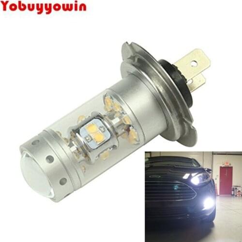 2 Pcs LED dimljus H7 PX26D 140W Cree CHIPS billampor led chip 6000K med projektorglas/sken till dimljusen/DRL