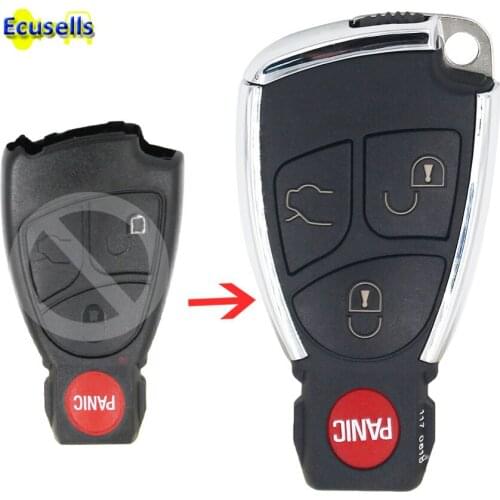 3+1 Buttons Modified with Bright chrome Smart Remote Key Shell Case Fob for Mercedes-Benz CLS C E S C230 E320 CLK320 SL50