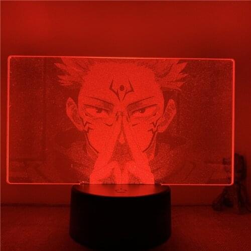 3D Nightlight Animated Real Ver. Jujutsu Kaisen Ryomen Sukuna Field Figure 7 Colors Touch Illusion Table Lamp Gift Decor Light