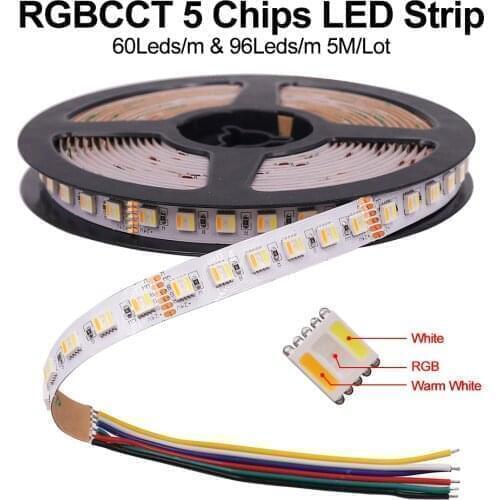 5 Colors in 1 Chip LED Strip 12V 24V RGBW RGBWW RGBCCT 30LEDs/M 60LEDs/M 96LED/M Waterproof LED Tape Flexible LED Ribbon ,5M