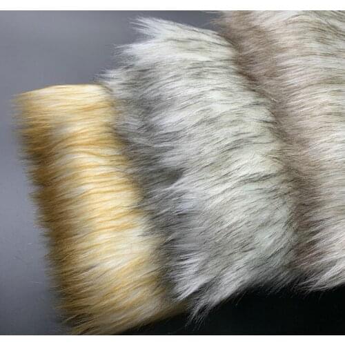 50*160cm Faux Fox Fur White Dyed Coffee Tip Faux Fur Faux Plush High Quality Clothing Fur Collar Handmade DIY Fabric