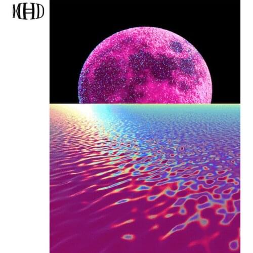 5d diy diamond painting full square / round crystal sticker 3D diamond embroidery cross stitch mosaic red blood moon