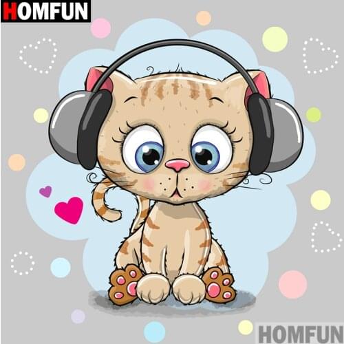 Homfun Full Square/Round Drill 5D DIY Diamond Painting "Cartoon cat" 3D Embroidery Cross Stitch Home Decor Gift A12833