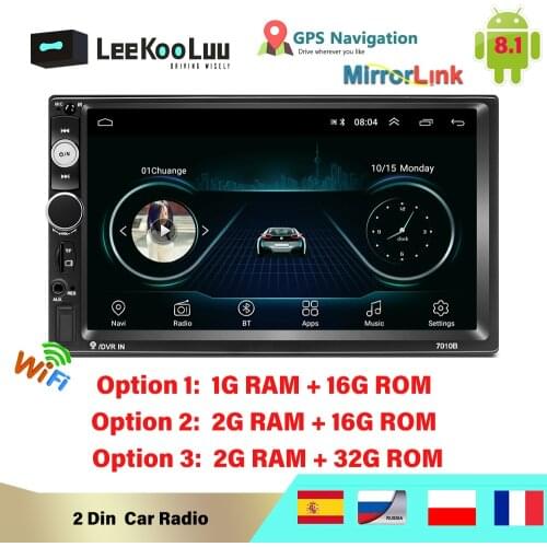 LeeKooLuu Android 8.1 2 Din Car Radio Central Multimedia MP5 Video Player 2Din Autoradio Stereo GPS Bluetooth Mirror Link Wifi