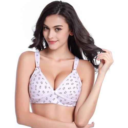 Cotton Breast Feeding Maternity Bra Nursing Bra Padded Push Up Pregnant Women Underwear Wire Free Anti Sagging Gravidas