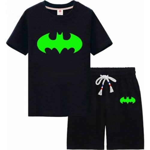 OnnPnnQ kids clothing sets noctilucence boys Childrens sets Luminous t-shirt with short boys night shining sports TZ33